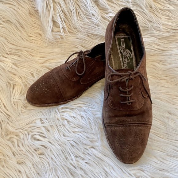 Giorgio Brutini Brown Suede Wingtip Brogues Oxford - Picture 2 of 7